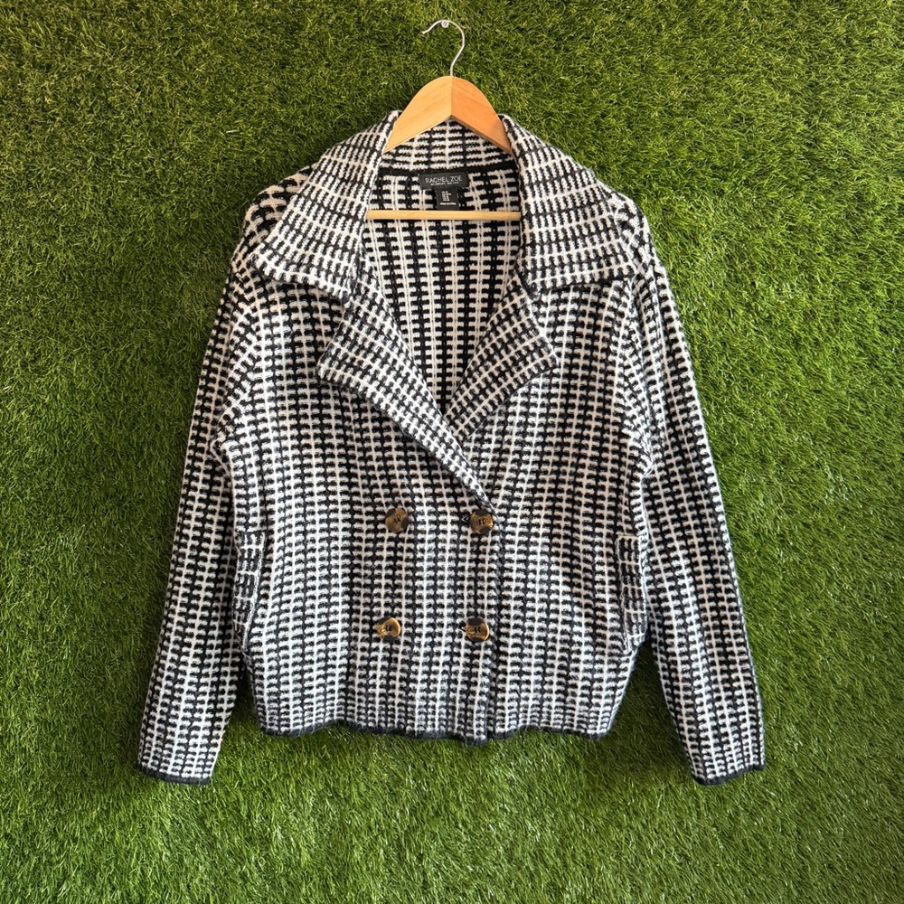 Rachel Zoe Patterned Knit Jacket Blazer Textured